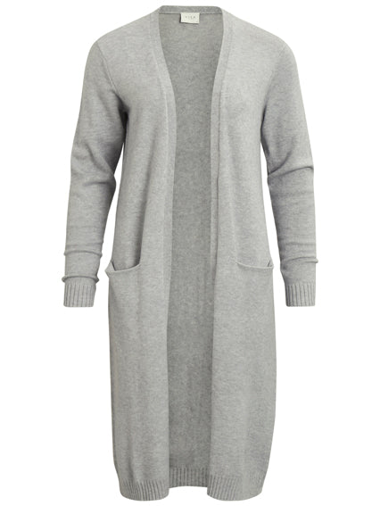 Viril lang strikket cardigan - Light Grey melange